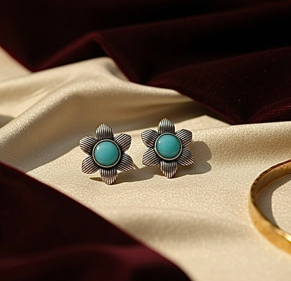 Set of 12 Oxidized Designer Stud Earrings with Folding Jewelry Box & Message Roll