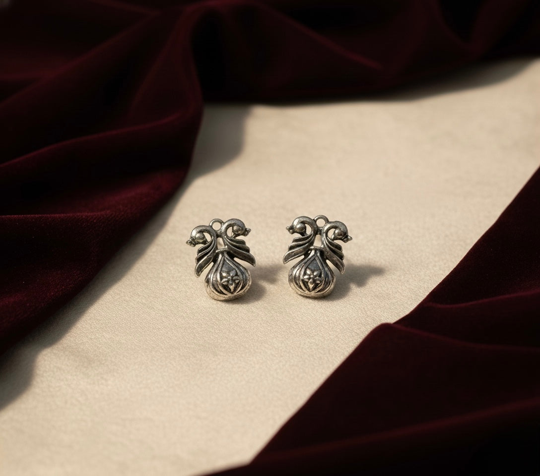 Set of 12 Oxidized Designer Stud Earrings with Folding Jewelry Box & Message Roll