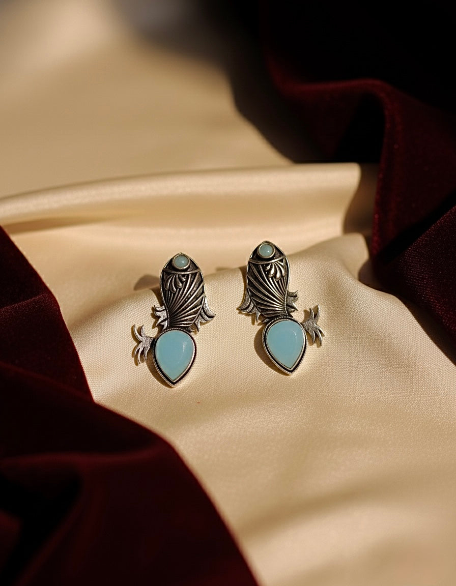 Set of 12 Oxidized Designer Stud Earrings with Folding Jewelry Box & Message Roll
