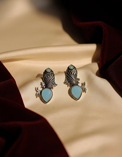 Set of 12 Oxidized Designer Stud Earrings with Folding Jewelry Box & Message Roll