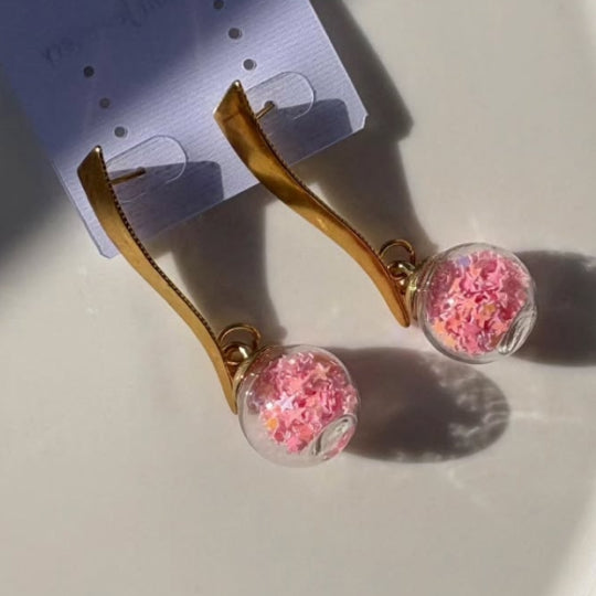 Glass Ball Charms with Floating Glitter Stars