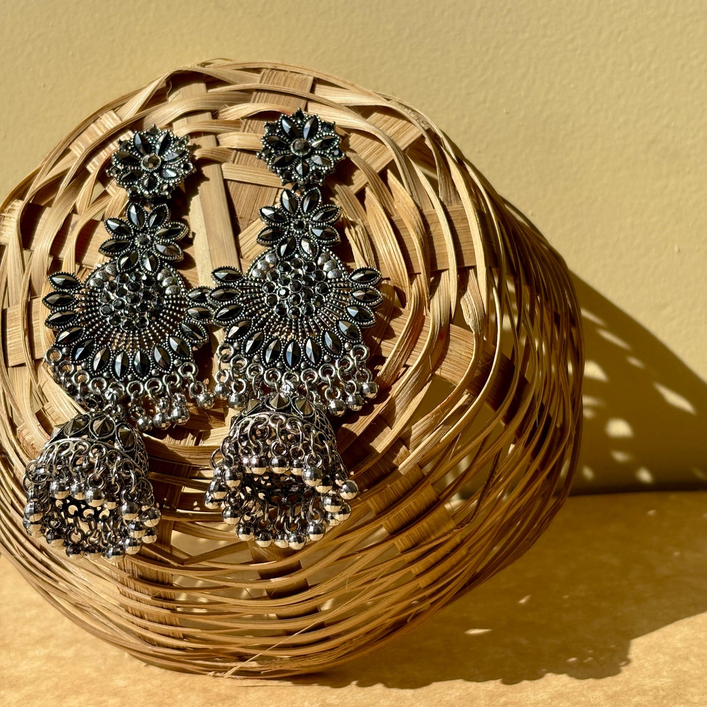 Oversized Silver-Plated Jhumka