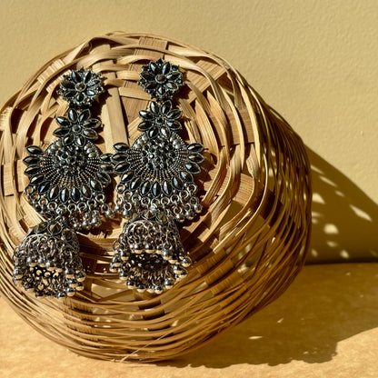 Oversized Silver-Plated Jhumka