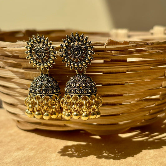 Golden Jhumka with beads