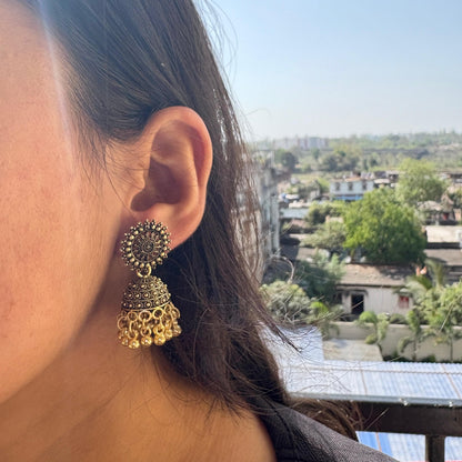 Golden Jhumka with beads