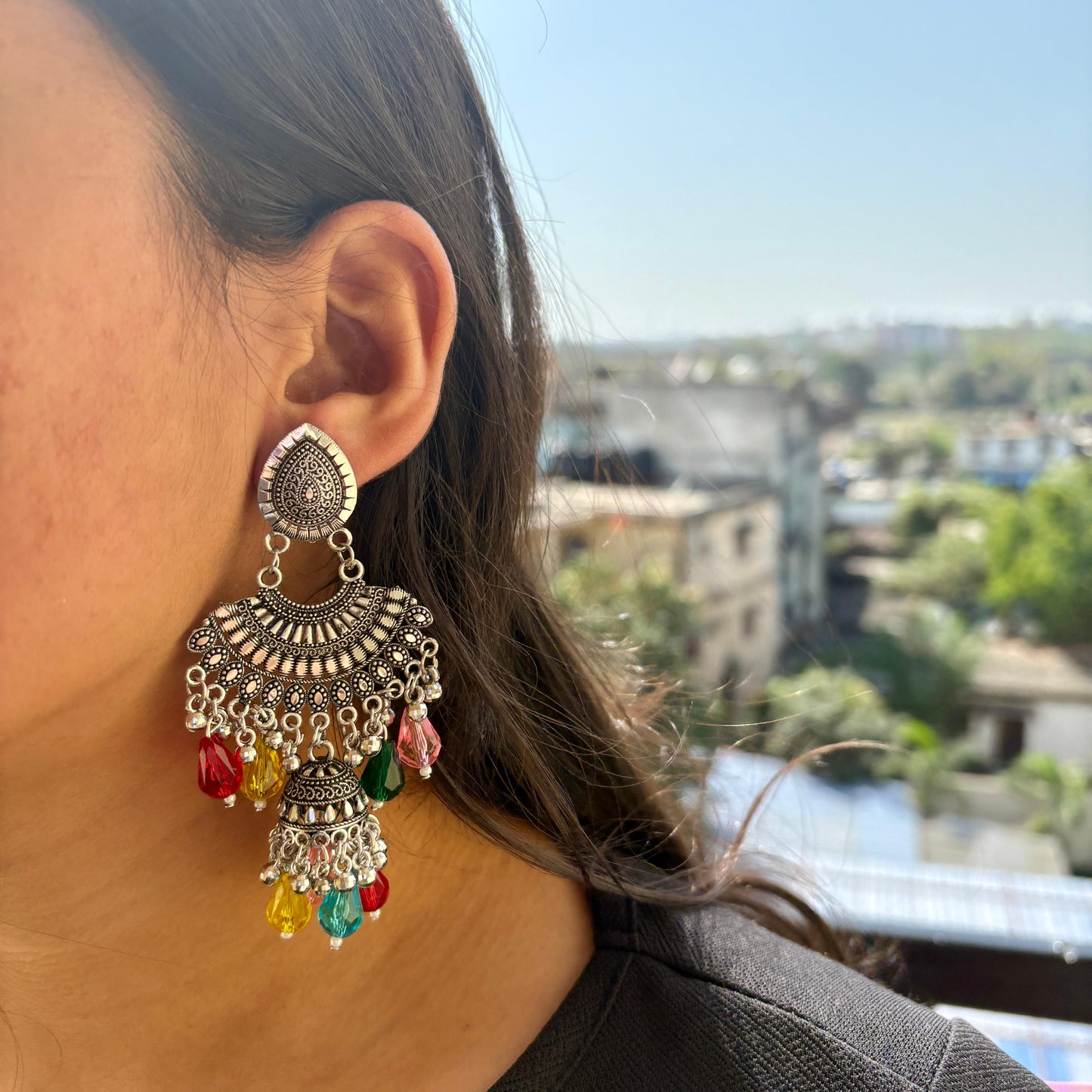 Oversized Jhumka With beads