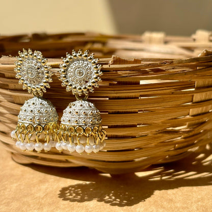 White Jhumka With beads