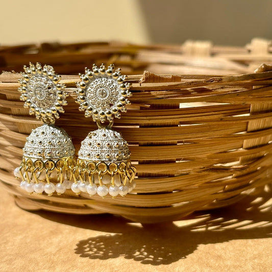 White Jhumka With beads