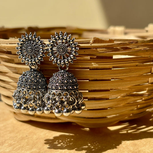 Silver Jhumka With beads