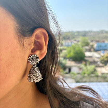 Silver Jhumka With beads