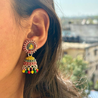 Multicoloured Jhumka With beads