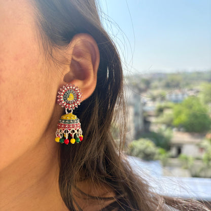 Multicoloured Jhumka With beads