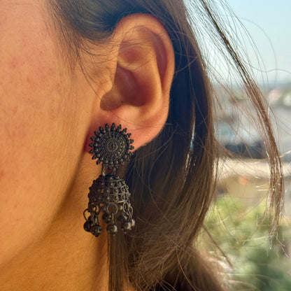 Black Jhumka With beads