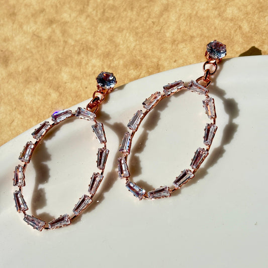 Rose Gold Oval-Shaped Earrings