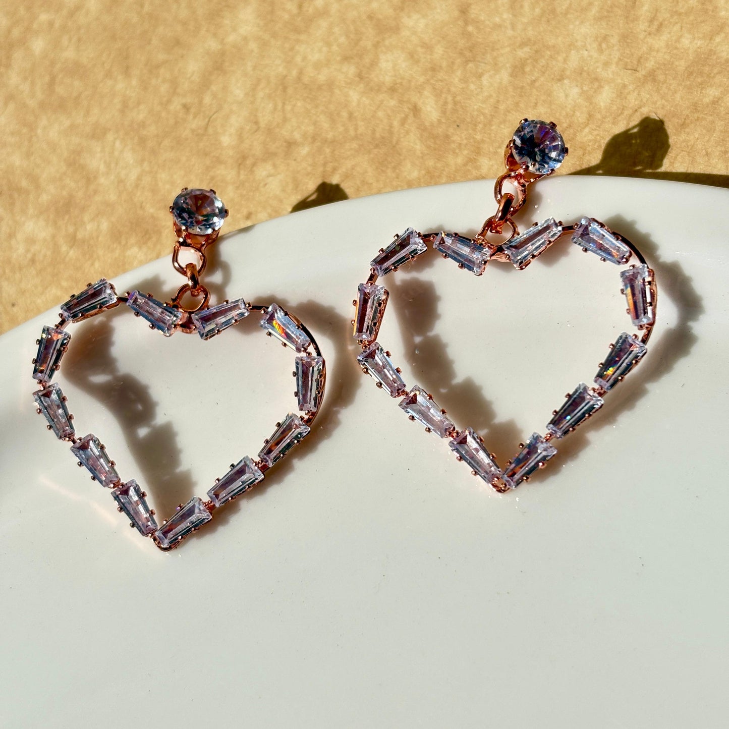 Rose Gold Heart-Shaped Earrings