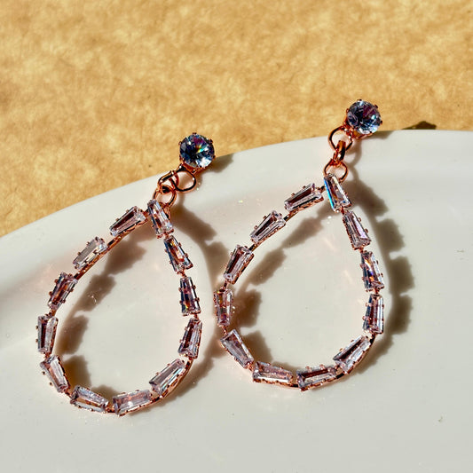 Rose Gold Floral Drop Earrings