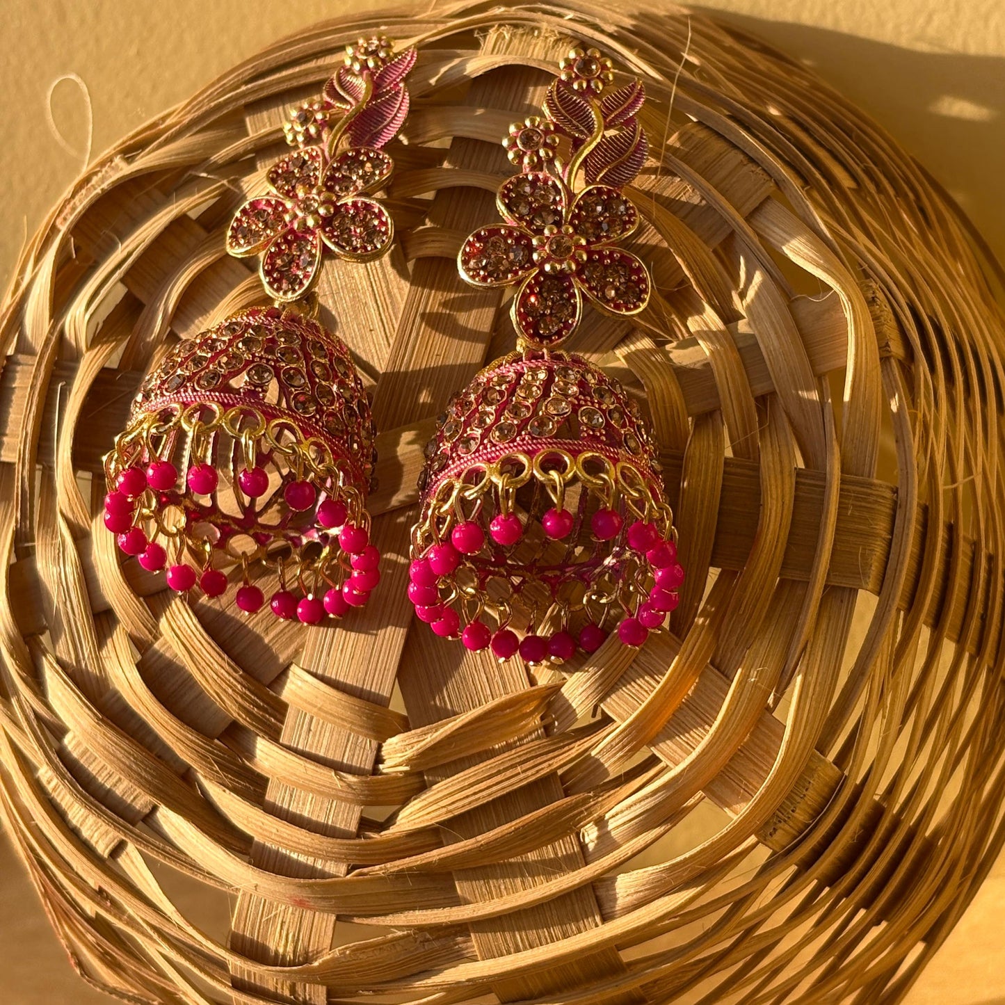 Beautiful Red Jhumka Long Earrings